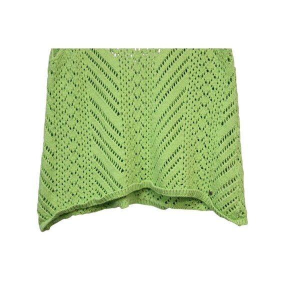 Abercrombie Fitch Tank Medium Open Knit Crochet Green Cotton Beach Preppy Boho - Picture 3 of 11